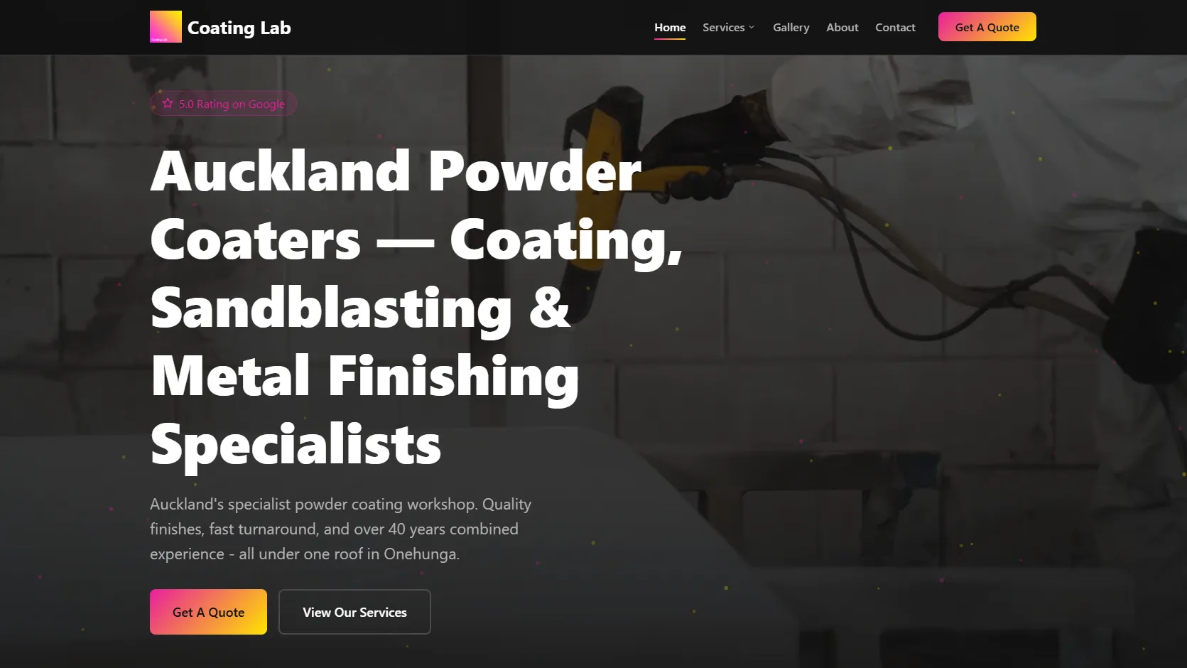 Coating Lab website on desktop