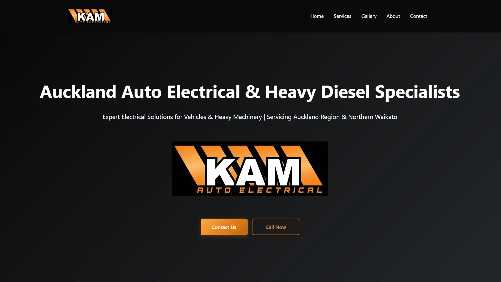 KAM Auto Electrical website on desktop