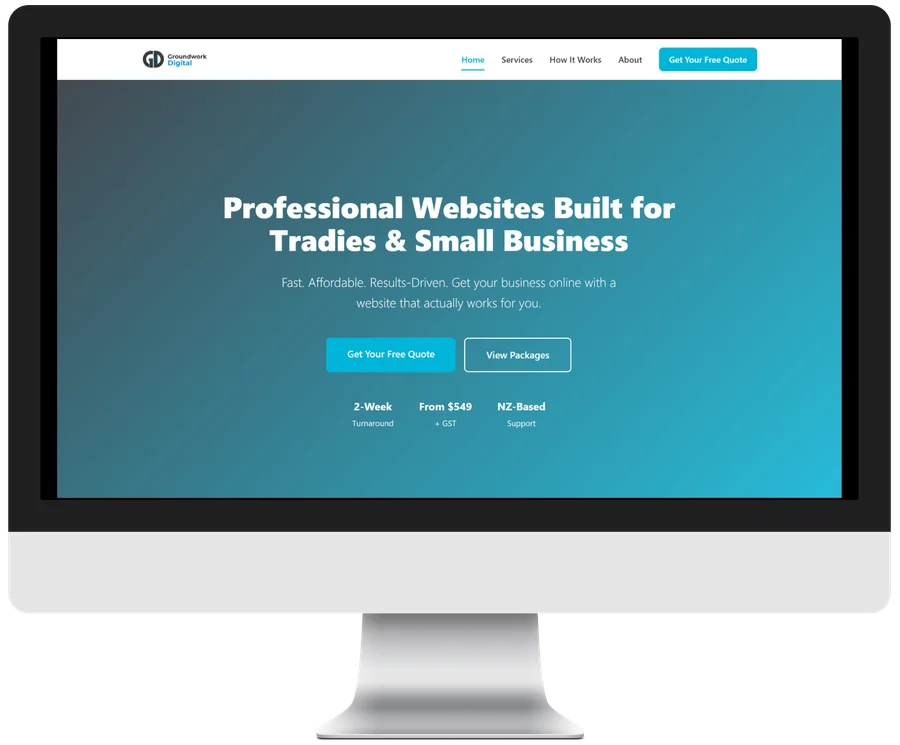 Desktop website mockup