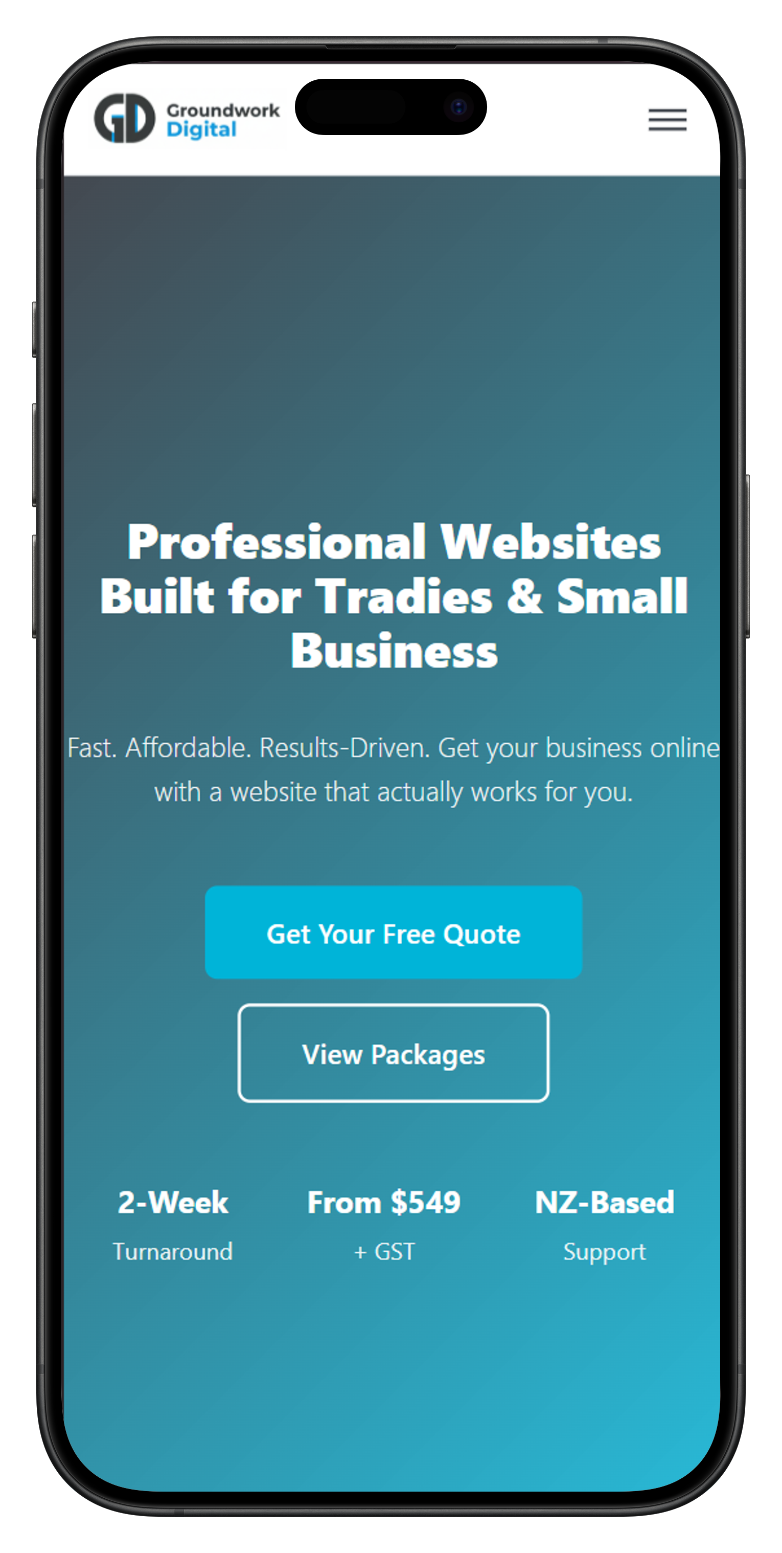 Mobile website mockup