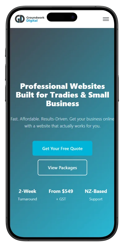 Mobile website mockup