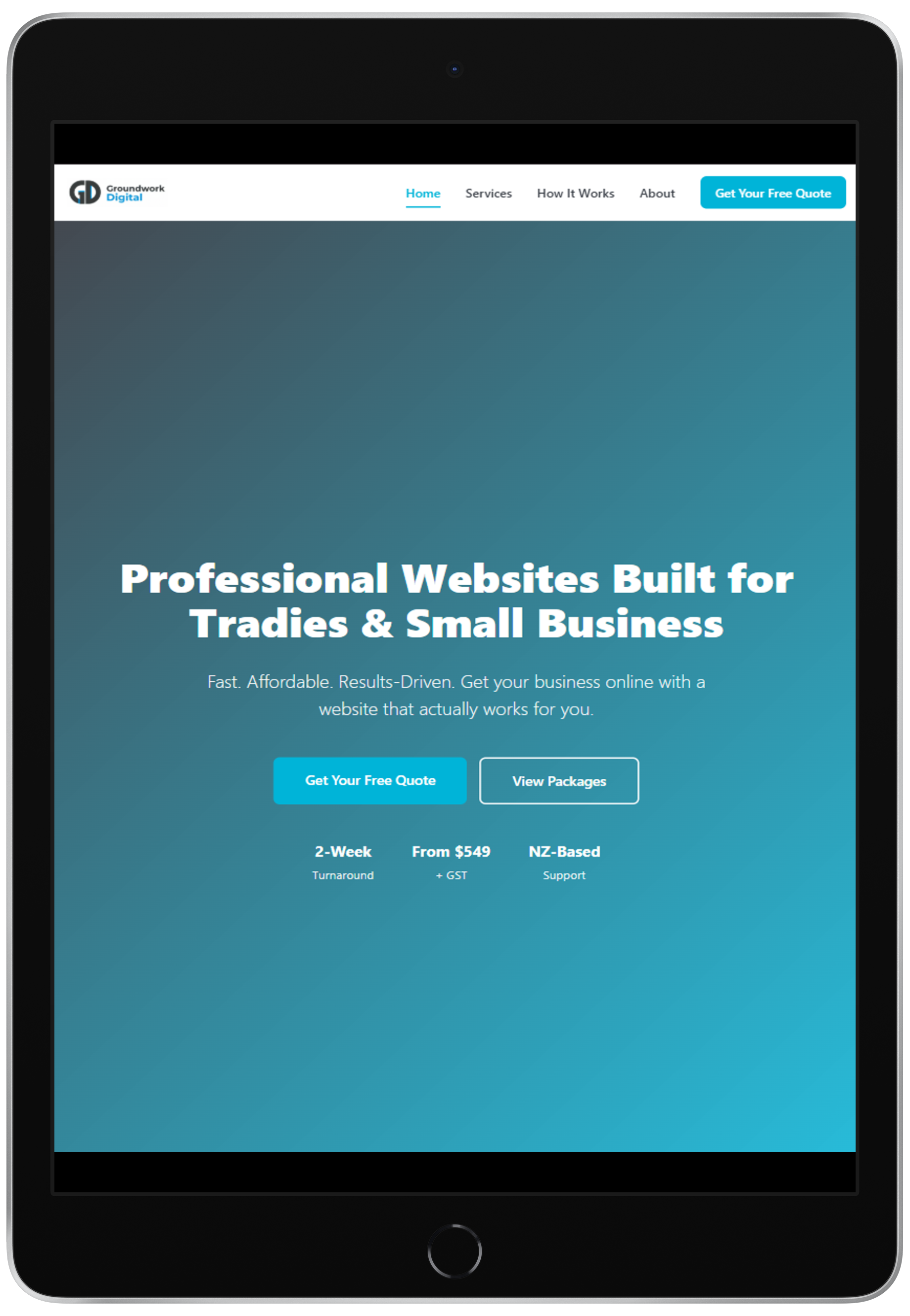 Tablet website mockup
