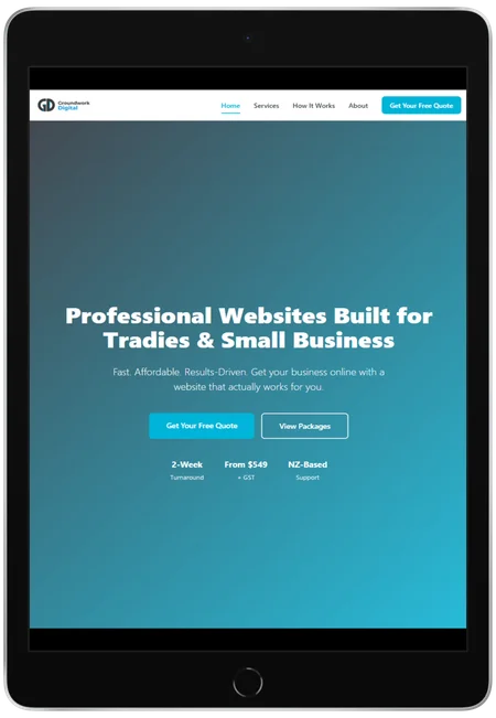 Tablet website mockup