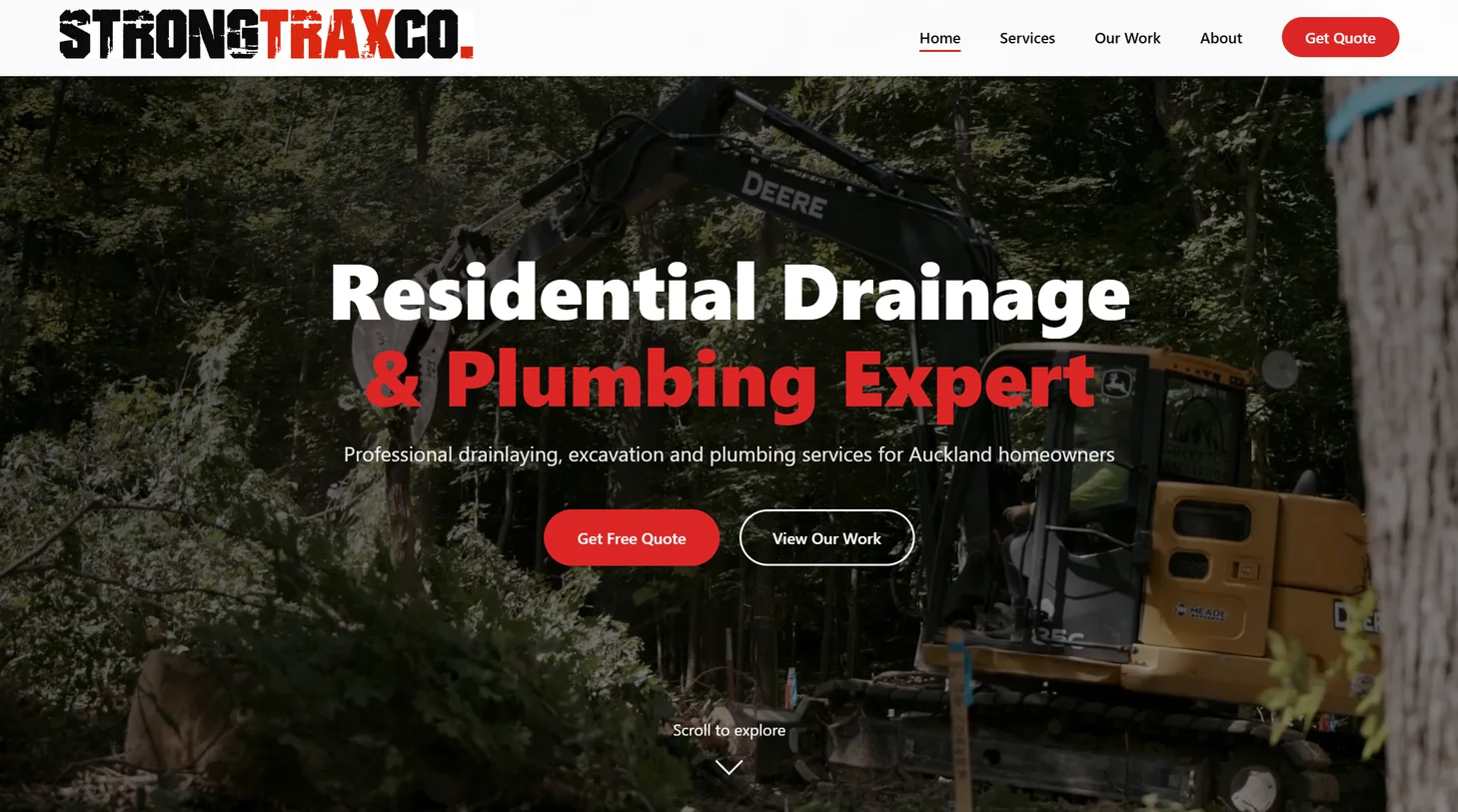 Strongtracks Earthmoving website screenshot